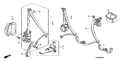 2007 accord EXV6 2 DOOR 6MT SEAT BELTS diagram 2007 accord EXV6 2 DOOR 6MT SEAT BELTS diagram