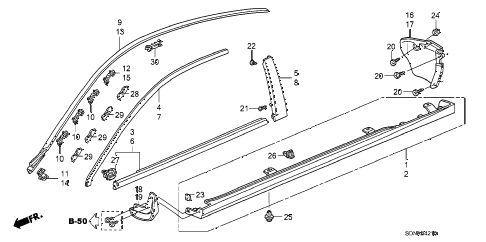 2007 accord EXL(NAVI) 2 DOOR 5MT MOLDING - SIDE SILL GARNISH diagram 2007 accord EXL(NAVI) 2 DOOR 5MT MOLDING - SIDE SILL GARNISH diagram