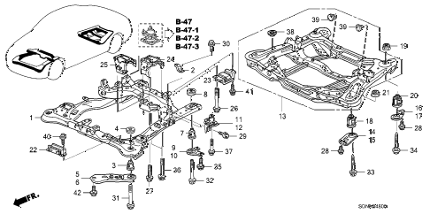 2007 accord EXV6 2 DOOR 6MT FRONT SUB FRAME - REAR BEAM diagram 2007 accord EXV6 2 DOOR 6MT FRONT SUB FRAME - REAR BEAM diagram