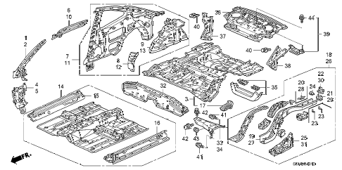 2007 accord EXL(NAVI) 2 DOOR 5MT FLOOR - INNER PANEL diagram 2007 accord EXL(NAVI) 2 DOOR 5MT FLOOR - INNER PANEL diagram