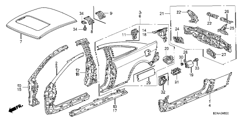 2007 accord EXV6(NAVI) 2 DOOR 6MT OUTER PANEL - REAR PANEL (OLD STYLE PANEL) diagram 2007 accord EXV6(NAVI) 2 DOOR 6MT OUTER PANEL - REAR PANEL (OLD STYLE PANEL) diagram