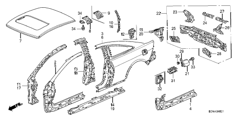 2007 accord EXV6 2 DOOR 6MT OUTER PANEL - REAR PANEL (PLASMA STYLE PANEL) diagram 2007 accord EXV6 2 DOOR 6MT OUTER PANEL - REAR PANEL (PLASMA STYLE PANEL) diagram