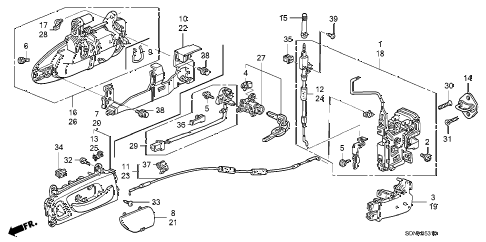 2007 accord EXV6(NAVI) 2 DOOR 6MT DOOR LOCKS - OUTER HANDLE diagram 2007 accord EXV6(NAVI) 2 DOOR 6MT DOOR LOCKS - OUTER HANDLE diagram