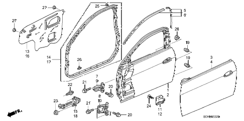 2007 accord EXV6(NAVI) 2 DOOR 6MT DOOR PANELS diagram 2007 accord EXV6(NAVI) 2 DOOR 6MT DOOR PANELS diagram