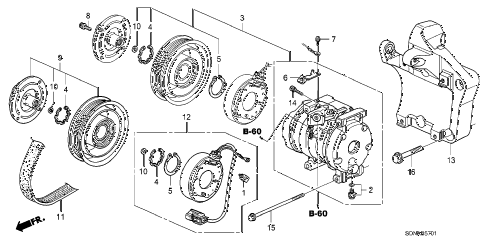 2007 accord EXV6(NAVI) 2 DOOR 6MT A/C COMPRESSOR (V6) diagram 2007 accord EXV6(NAVI) 2 DOOR 6MT A/C COMPRESSOR (V6) diagram