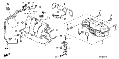 2007 accord EX 2 DOOR 5MT INTAKE MANIFOLD (L4) diagram 2007 accord EX 2 DOOR 5MT INTAKE MANIFOLD (L4) diagram