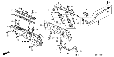 2007 accord EXL(NAVI) 2 DOOR 5MT FUEL INJECTOR (L4) diagram 2007 accord EXL(NAVI) 2 DOOR 5MT FUEL INJECTOR (L4) diagram