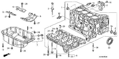 2007 accord EXL(NAVI) 2 DOOR 5MT CYLINDER BLOCK - OIL PAN (L4) diagram 2007 accord EXL(NAVI) 2 DOOR 5MT CYLINDER BLOCK - OIL PAN (L4) diagram