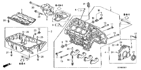 2007 accord EXV6(NAVI) 2 DOOR 6MT CYLINDER BLOCK - OIL PAN (V6) diagram 2007 accord EXV6(NAVI) 2 DOOR 6MT CYLINDER BLOCK - OIL PAN (V6) diagram