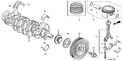 2007 accord EXL(NAVI) 2 DOOR 5MT CRANKSHAFT - PISTON (L4) diagram 2007 accord EXL(NAVI) 2 DOOR 5MT CRANKSHAFT - PISTON (L4) diagram