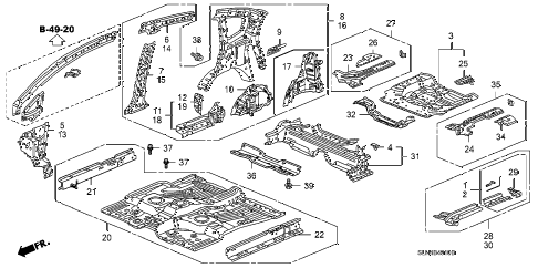 2008 fit BASE 5 DOOR 5MT FLOOR - INNER PANEL diagram 2008 fit BASE 5 DOOR 5MT FLOOR - INNER PANEL diagram