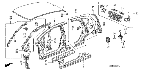 2008 fit BASE 5 DOOR 5MT OUTER PANEL - REAR PANEL (PLASMA STYLE PANEL) diagram 2008 fit BASE 5 DOOR 5MT OUTER PANEL - REAR PANEL (PLASMA STYLE PANEL) diagram