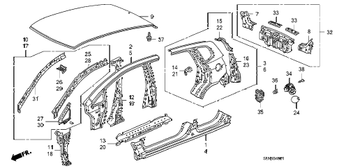 2007 fit SPORT 5 DOOR 5MT OUTER PANEL - REAR PANEL (OLD STYLE PANEL) diagram 2007 fit SPORT 5 DOOR 5MT OUTER PANEL - REAR PANEL (OLD STYLE PANEL) diagram