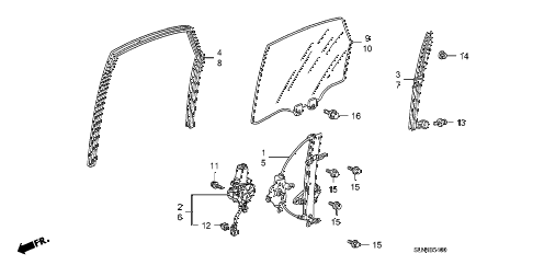 2007 fit SPORT 5 DOOR 5MT REAR DOOR GLASS - DOOR REGULATOR diagram 2007 fit SPORT 5 DOOR 5MT REAR DOOR GLASS - DOOR REGULATOR diagram