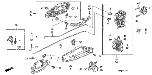 2008 fit BASE 5 DOOR 5MT REAR DOOR LOCKS - OUTER HANDLE diagram 2008 fit BASE 5 DOOR 5MT REAR DOOR LOCKS - OUTER HANDLE diagram