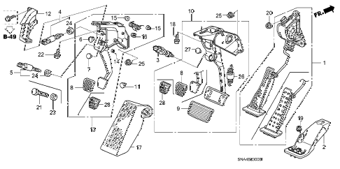 2007 civic EX(NAV) 4 DOOR 5AT PEDAL diagram 2007 civic EX(NAV) 4 DOOR 5AT PEDAL diagram