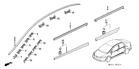 2007 civic DX 4 DOOR 5AT MOLDING diagram 2007 civic DX 4 DOOR 5AT MOLDING diagram