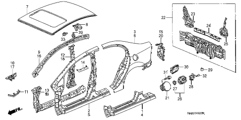 2006 civic EX(NAV) 4 DOOR 5AT OUTER PANEL - REAR PANEL diagram 2006 civic EX(NAV) 4 DOOR 5AT OUTER PANEL - REAR PANEL diagram