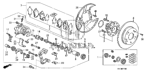2011 civic MX(HYBRID) 4 DOOR CVT REAR BRAKE (DISK) diagram 2011 civic MX(HYBRID) 4 DOOR CVT REAR BRAKE (DISK) diagram