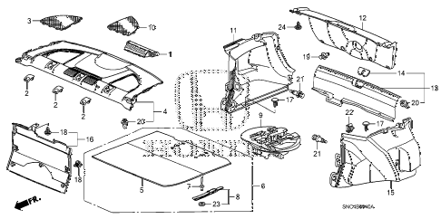 2009 civic MX(HYBRID LEATHER 4 DOOR CVT REAR TRAY - TRUNK LINING diagram 2009 civic MX(HYBRID LEATHER 4 DOOR CVT REAR TRAY - TRUNK LINING diagram