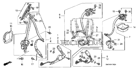 2010 civic MX(HYBRID) 4 DOOR CVT SEAT BELTS diagram 2010 civic MX(HYBRID) 4 DOOR CVT SEAT BELTS diagram