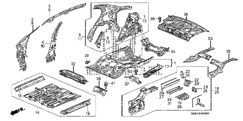 2009 civic MX(HYBRID LEATHER 4 DOOR CVT FLOOR - INNER PANEL diagram 2009 civic MX(HYBRID LEATHER 4 DOOR CVT FLOOR - INNER PANEL diagram