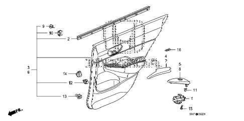 2011 civic GX 4 DOOR 5AT REAR DOOR LINING diagram 2011 civic GX 4 DOOR 5AT REAR DOOR LINING diagram