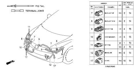 2008 civic EX(NAV) 2 DOOR 5AT ELECTRICAL CONNECTOR (FR.) diagram 2008 civic EX(NAV) 2 DOOR 5AT ELECTRICAL CONNECTOR (FR.) diagram