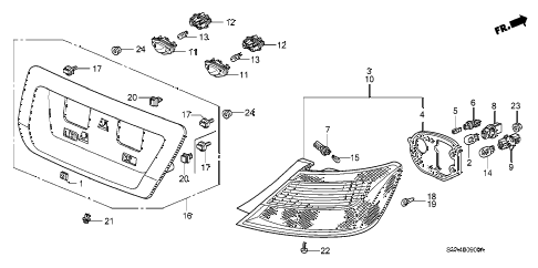 2009 civic LX 2 DOOR 5MT TAILLIGHT - LICENSE LIGHT diagram 2009 civic LX 2 DOOR 5MT TAILLIGHT - LICENSE LIGHT diagram