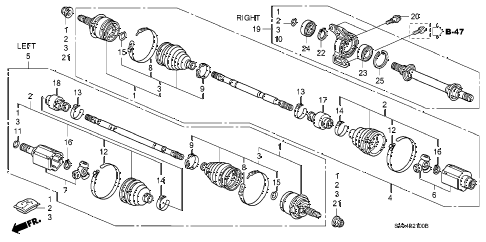 2006 civic EX 2 DOOR 5MT DRIVESHAFT - HALF SHAFT (1.8L) (MT) diagram 2006 civic EX 2 DOOR 5MT DRIVESHAFT - HALF SHAFT (1.8L) (MT) diagram