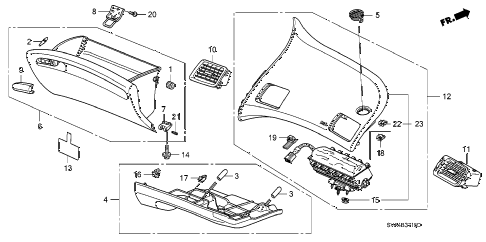 2008 civic EX 2 DOOR 5MT INSTRUMENT PANEL GARNISH (PASSENGER SIDE) diagram 2008 civic EX 2 DOOR 5MT INSTRUMENT PANEL GARNISH (PASSENGER SIDE) diagram