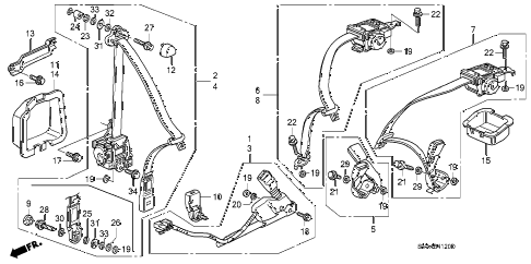 2006 civic EX(NAV) 2 DOOR 5AT SEAT BELTS diagram 2006 civic EX(NAV) 2 DOOR 5AT SEAT BELTS diagram