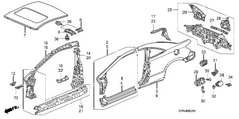 2007 civic SI(SUM TIRE) 2 DOOR 6MT OUTER PANEL - REAR PANEL diagram 2007 civic SI(SUM TIRE) 2 DOOR 6MT OUTER PANEL - REAR PANEL diagram