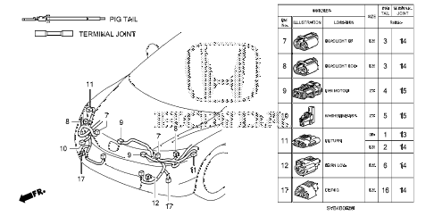 2010 civic LX 2 DOOR 5MT ELECTRICAL CONNECTOR (FR.) diagram 2010 civic LX 2 DOOR 5MT ELECTRICAL CONNECTOR (FR.) diagram