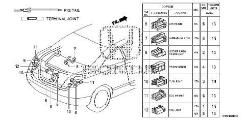 2010 civic EX-L(NAV) 2 DOOR 5MT ELECTRICAL CONNECTOR (RR.) diagram 2010 civic EX-L(NAV) 2 DOOR 5MT ELECTRICAL CONNECTOR (RR.) diagram