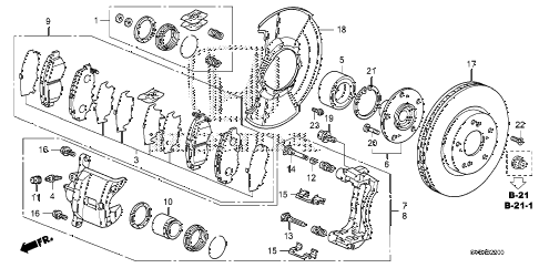 2010 civic EX-L 2 DOOR 5MT FRONT BRAKE (1.8L) diagram 2010 civic EX-L 2 DOOR 5MT FRONT BRAKE (1.8L) diagram