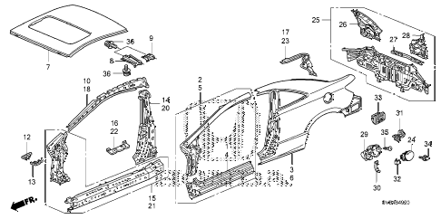 2010 civic EX-L 2 DOOR 5MT OUTER PANEL - REAR PANEL diagram 2010 civic EX-L 2 DOOR 5MT OUTER PANEL - REAR PANEL diagram