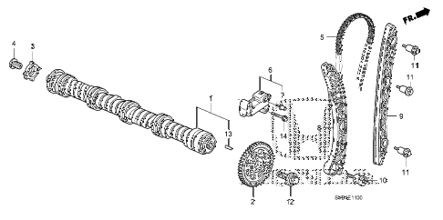 2010 civic LX 2 DOOR 5MT CAMSHAFT - CAM CHAIN (1.8L) diagram 2010 civic LX 2 DOOR 5MT CAMSHAFT - CAM CHAIN (1.8L) diagram