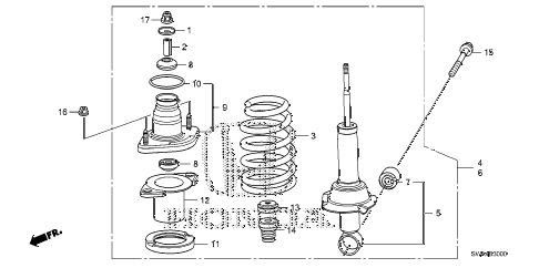 2007 cr-v EX(2WD) 5 DOOR 5AT REAR SHOCK ABSORBER diagram 2007 cr-v EX(2WD) 5 DOOR 5AT REAR SHOCK ABSORBER diagram