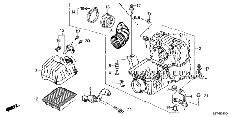 2011 cr-z EX 3 DOOR CVT AIR CLEANER diagram 2011 cr-z EX 3 DOOR CVT AIR CLEANER diagram