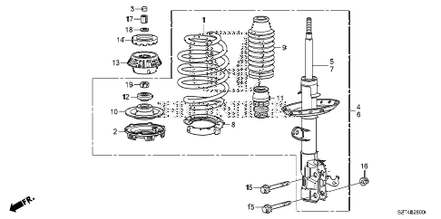 2011 cr-z EX(NV) 3 DOOR CVT FRONT SHOCK ABSORBER diagram 2011 cr-z EX(NV) 3 DOOR CVT FRONT SHOCK ABSORBER diagram