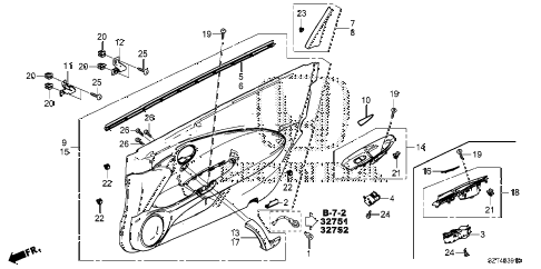 2011 cr-z EX(NV) 3 DOOR CVT FRONT DOOR LINING diagram 2011 cr-z EX(NV) 3 DOOR CVT FRONT DOOR LINING diagram