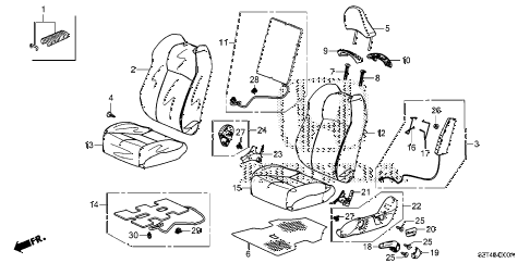 2012 cr-z EX 3 DOOR CVT FRONT SEAT (L.) diagram 2012 cr-z EX 3 DOOR CVT FRONT SEAT (L.) diagram