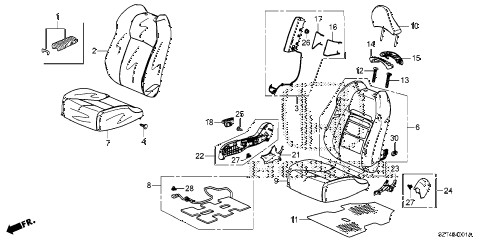 2012 cr-z EX(NV) 3 DOOR CVT FRONT SEAT (R.) diagram 2012 cr-z EX(NV) 3 DOOR CVT FRONT SEAT (R.) diagram