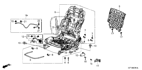 2011 cr-z BASE 3 DOOR CVT FRONT SEAT COMPONENTS (L.) (MANUAL HEIGHT) diagram 2011 cr-z BASE 3 DOOR CVT FRONT SEAT COMPONENTS (L.) (MANUAL HEIGHT) diagram