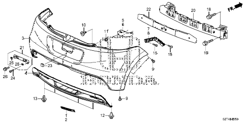2011 cr-z EX 3 DOOR CVT REAR BUMPER diagram 2011 cr-z EX 3 DOOR CVT REAR BUMPER diagram