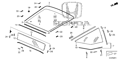 2011 cr-z EX(NV) 3 DOOR CVT REAR WINDSHIELD diagram 2011 cr-z EX(NV) 3 DOOR CVT REAR WINDSHIELD diagram