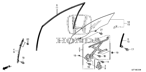 2011 cr-z EX(NV) 3 DOOR CVT DOOR GLASS - REGULATOR diagram 2011 cr-z EX(NV) 3 DOOR CVT DOOR GLASS - REGULATOR diagram