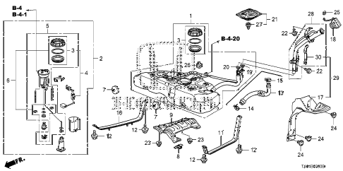 2009 accord EX 4 DOOR 5MT FUEL TANK (KA/KC/KL) diagram 2009 accord EX 4 DOOR 5MT FUEL TANK (KA/KC/KL) diagram