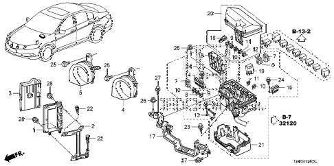 2008 accord EX-L(NAVI) 4 DOOR 5MT CONTROL UNIT (ENGINE ROOM) (1) (L4) diagram 2008 accord EX-L(NAVI) 4 DOOR 5MT CONTROL UNIT (ENGINE ROOM) (1) (L4) diagram